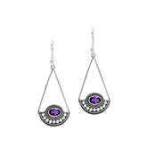 AE-1218-AM Sterling Silver Earring With Amethyst Q. Jewelry Bali Designs Inc